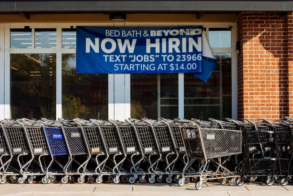 Bed, Bath, & Beyond hiring sign